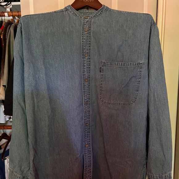 Levi's Other - Vintage Levi's Collarless Denim Long Sleeve Button-Up Shirt Size: Medium